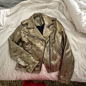 Blank NYC Metallic Gold Leather Moto Jacket